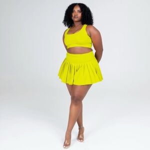 Stripy Signature Tennis Skirt In Kiwi Size Large